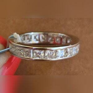 Sterling Silver Moissanite Eternity Ring Size 8